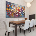 AUTUMN'S BURST: Colorful Autumn Leaves Painting with Textured Abstract Style