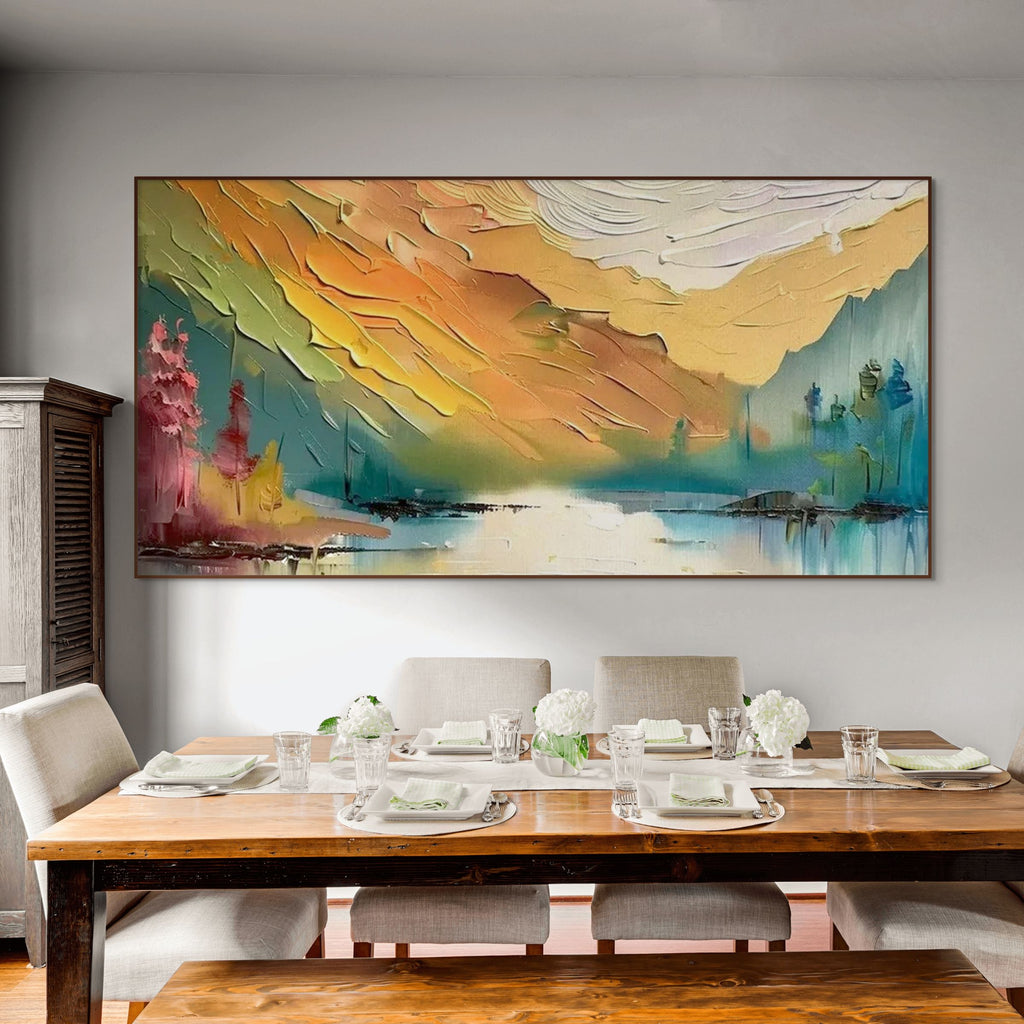 AUTUMN VALLEY: Textured Autumnal Hues Valley Landscape Canvas