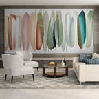 AUTUMN WHISPERS: Abstract Wall Art Pink Green Gold Modern Canvas
