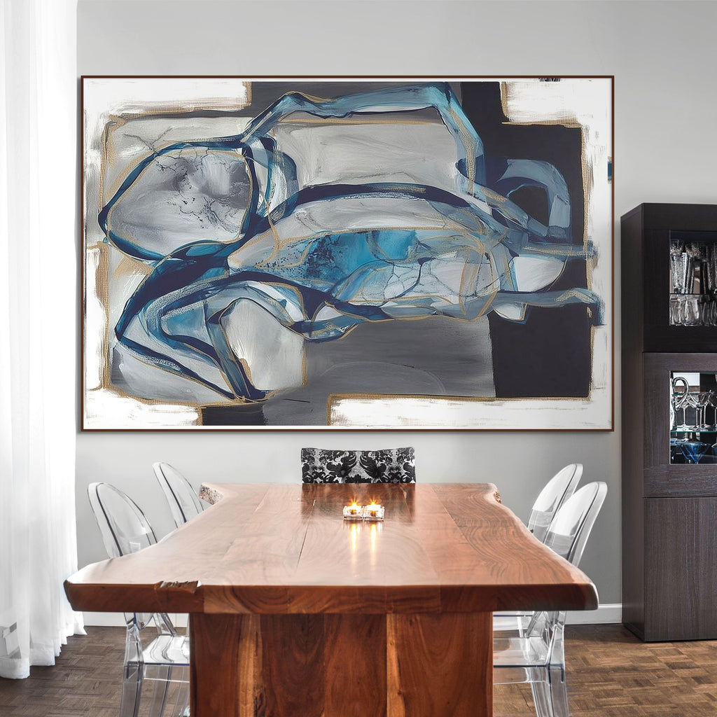 AZURE DEPTHS: Textured Impasto Captivating Interplay Wall Art
