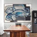AZURE DEPTHS: Textured Impasto Captivating Interplay Wall Art