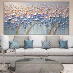 AZURE DREAM: Blue Blossom Gold Branches Canvas