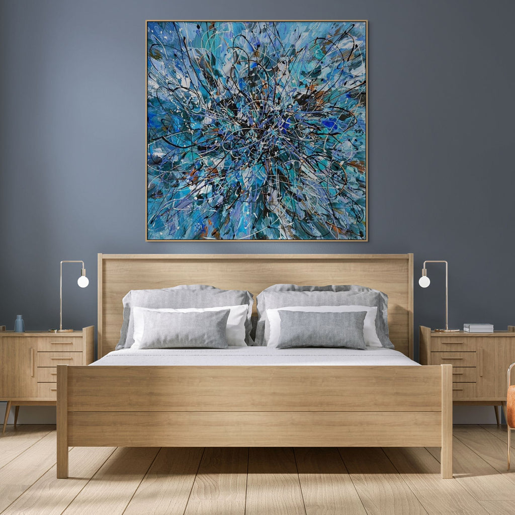 AZURE EXPLORATION: Textured Dynamic Abstract Expressive Energy Canvas