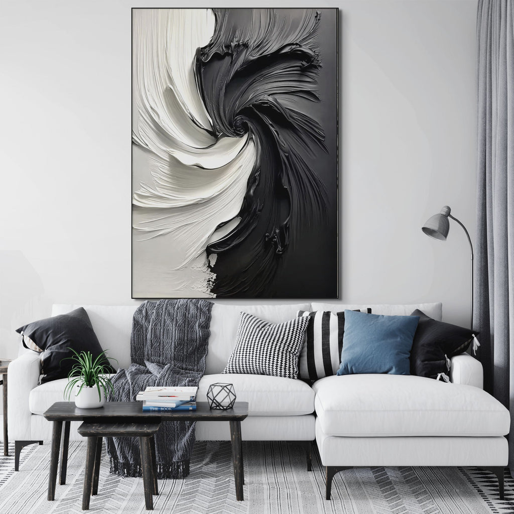 BLACK AND WHITE:Textured Abstract Wall Art