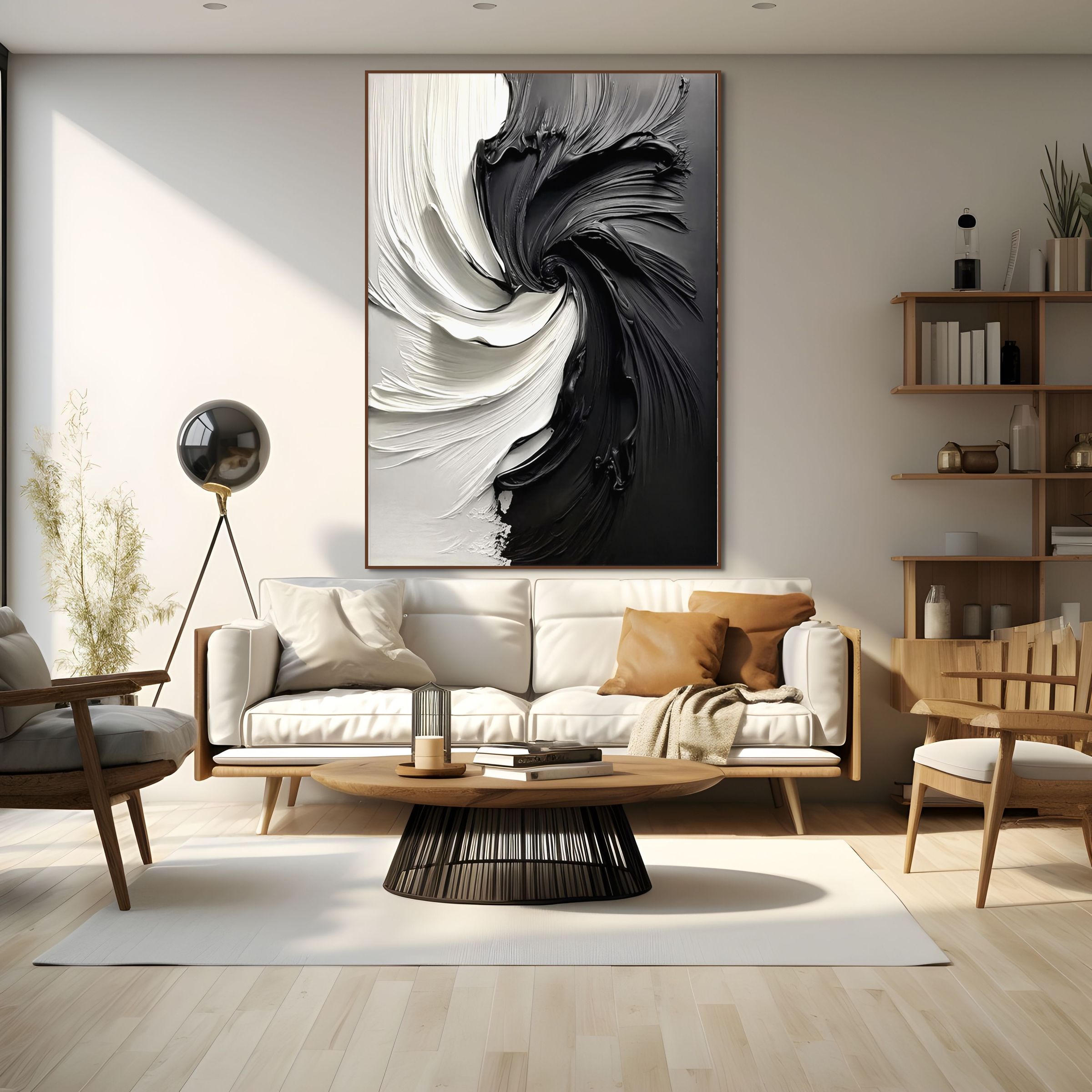 BLACK AND WHITE:Textured Abstract Wall Art