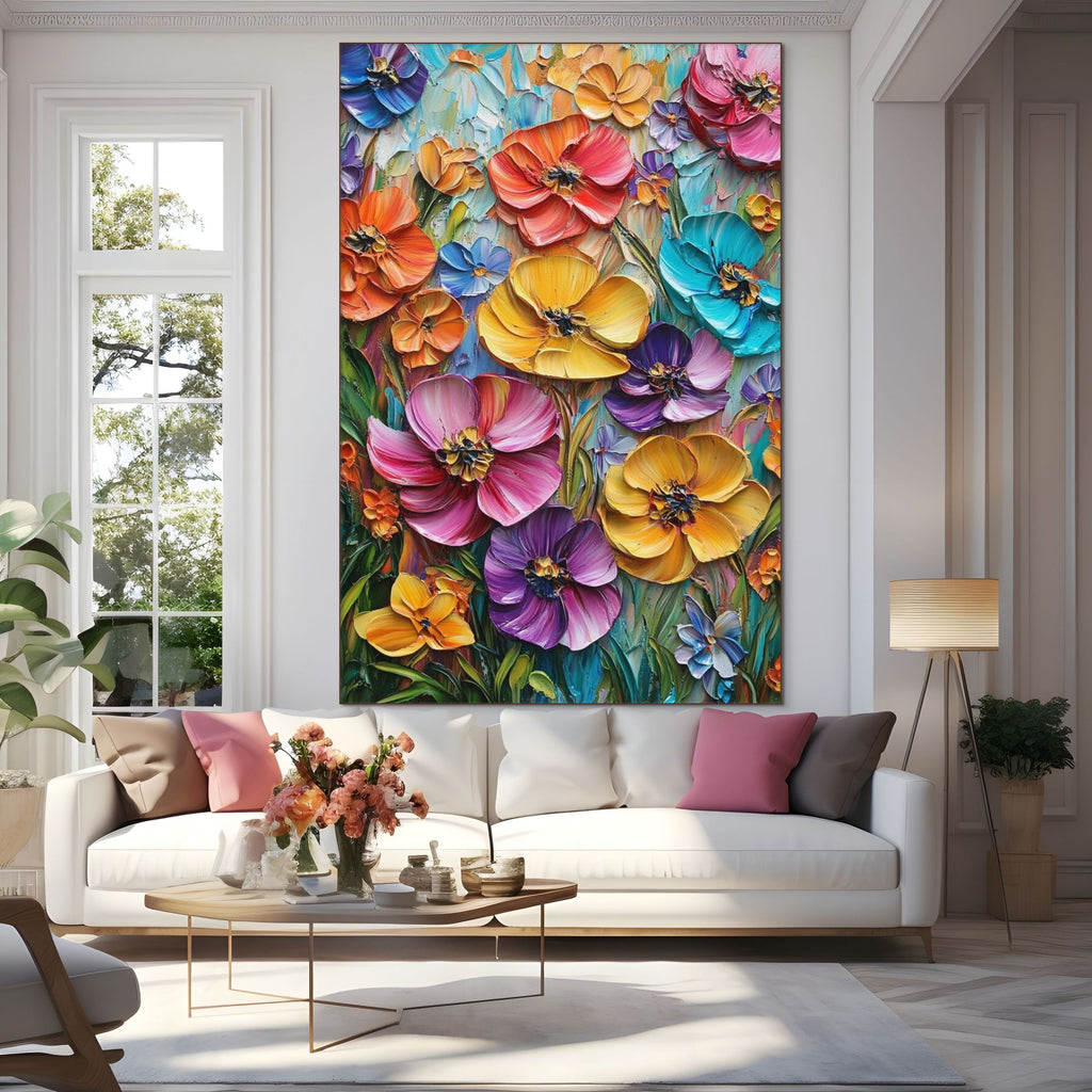 BLOOMING RHAPSODY:Vibrant Abstract Floral Oil Painting