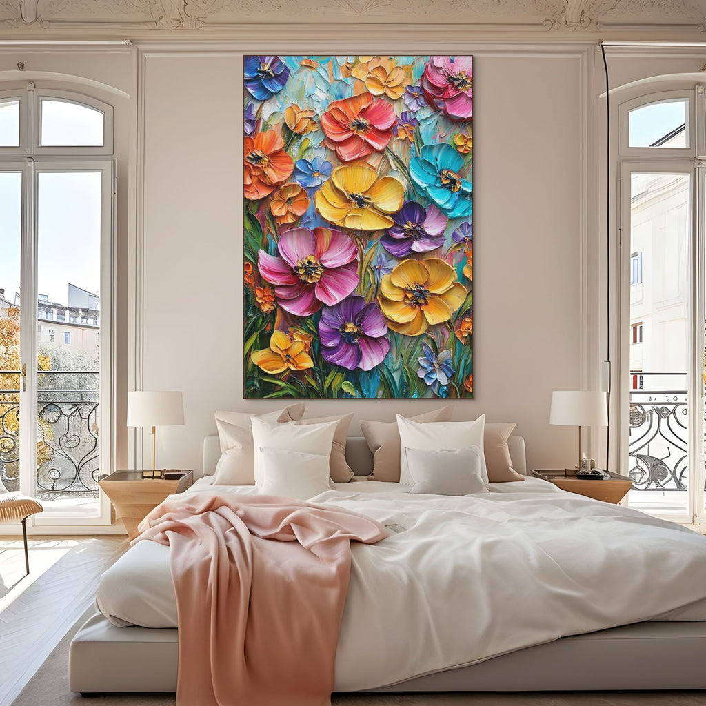 BLOOMING RHAPSODY:Vibrant Abstract Floral Oil Painting