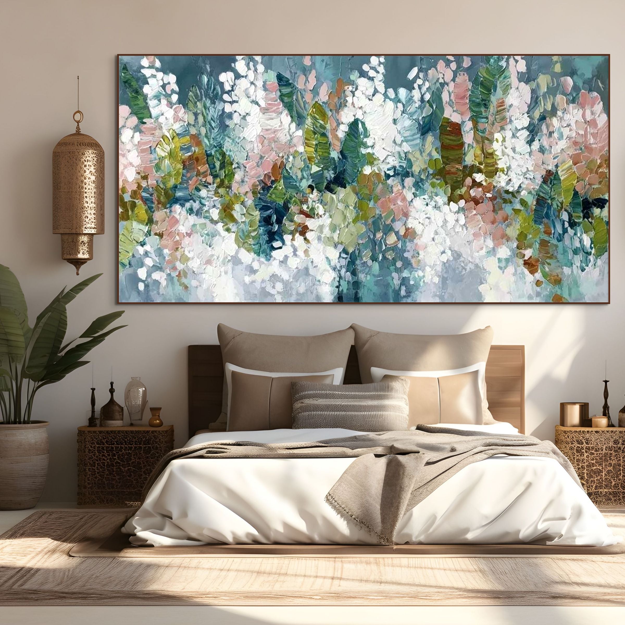 BLOSSOM REVERIE: Impasto Garden Full Bloom Rich Dreamscape Canvas