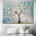 BLOSSOM DREAM: Textured White Floral Oil Painting With Gold
