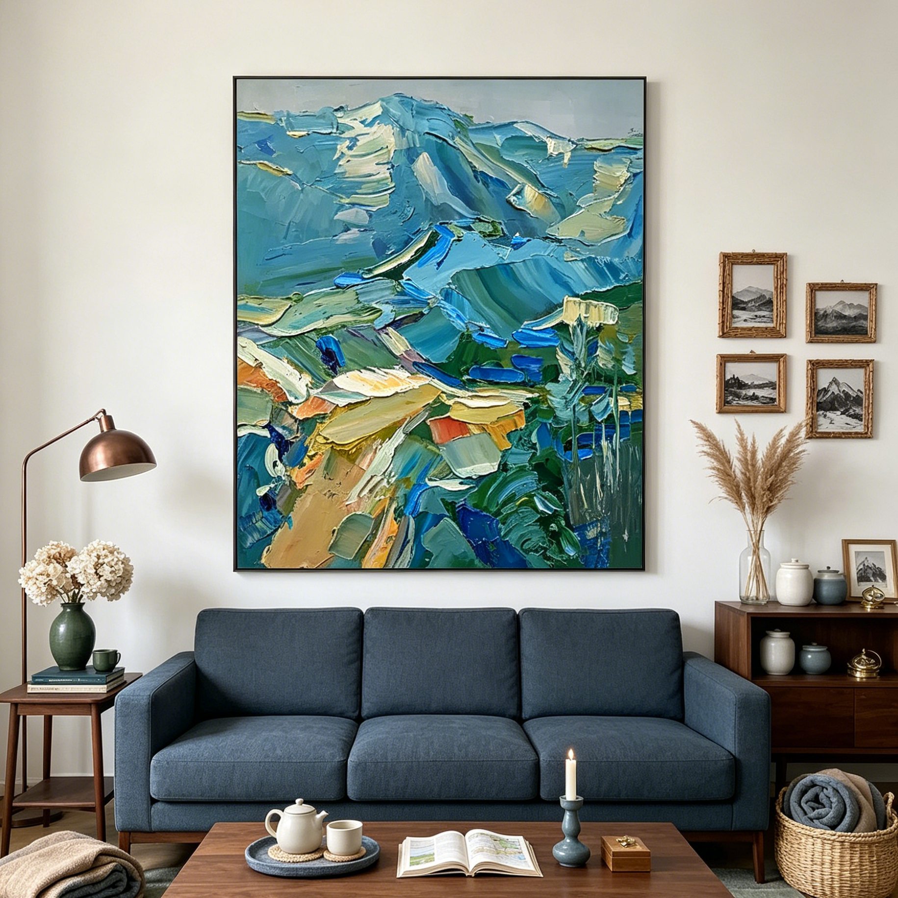 BLUE RIDGE MOUNTAINS: Textured Vibrant Mountain Landscape Canvas