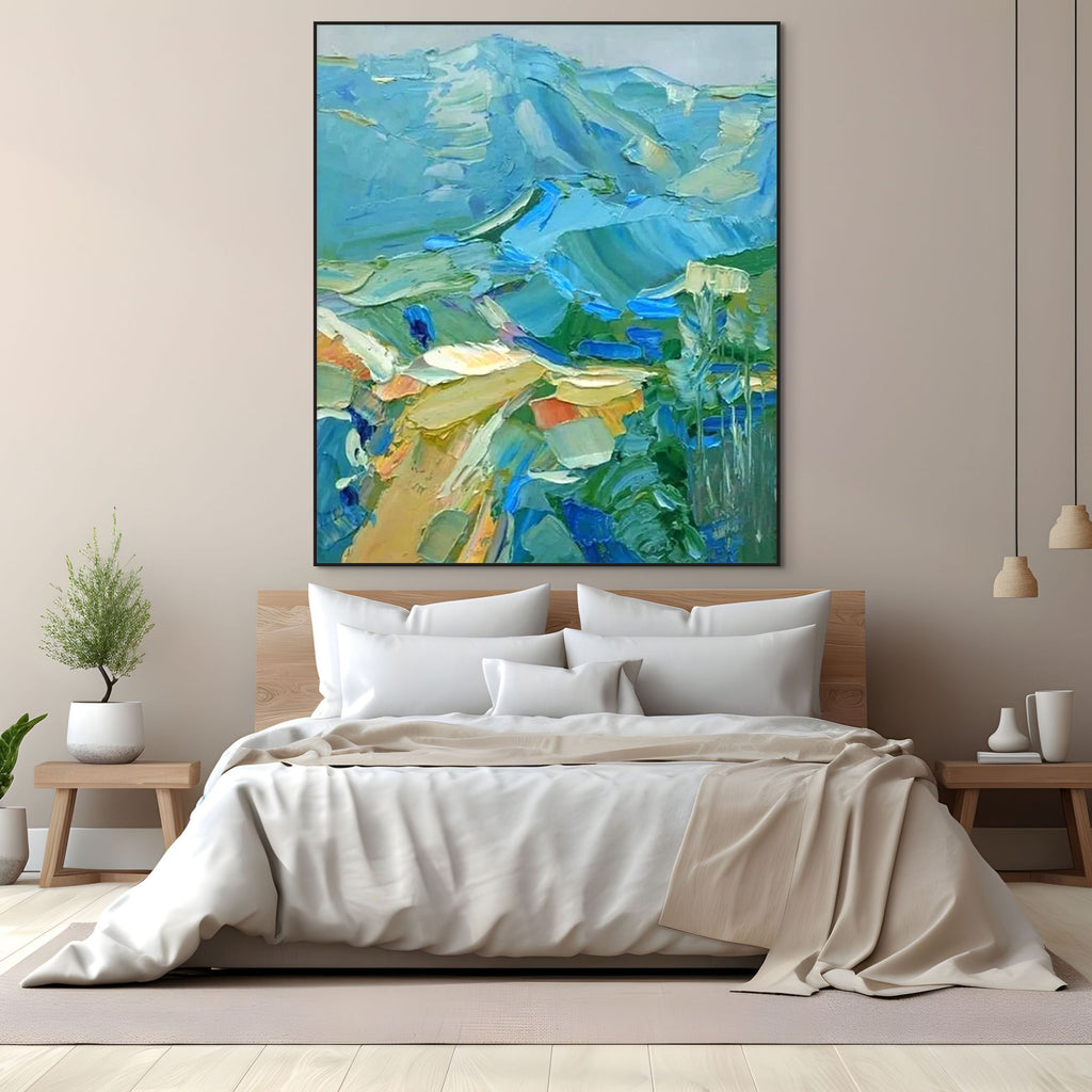 BLUE RIDGE MOUNTAINS: Textured Vibrant Mountain Landscape Canvas