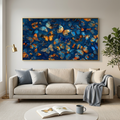 BLUE MORPHO WALTZ: Blue And Gold Butterflies In Motion Canvas