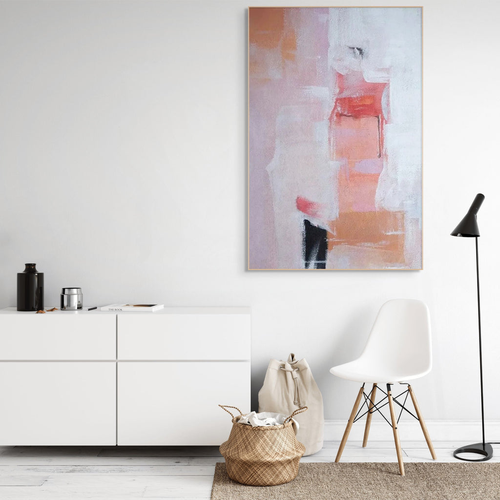 BLUSHING DAWN: Textured Minimalist Wall Art Neutral Pink Canvas