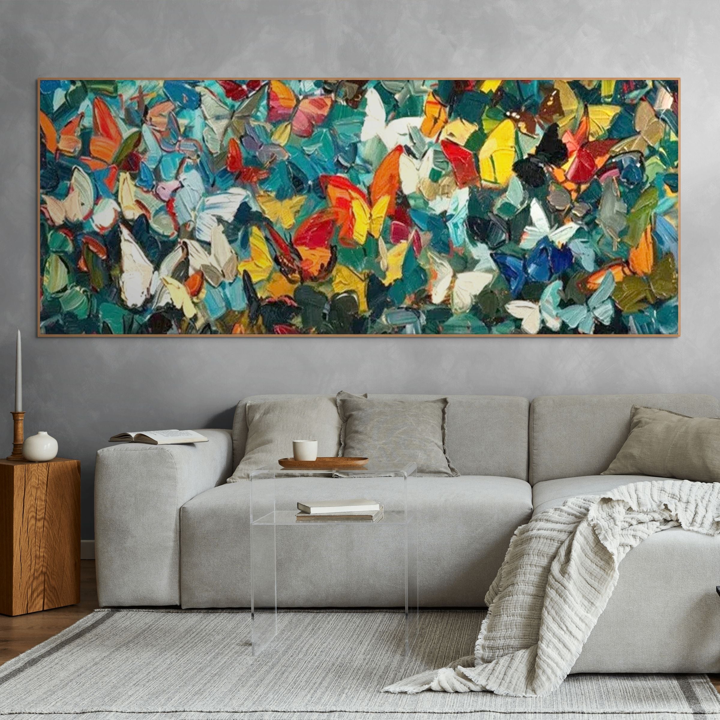 BUTTERFLY WHIRLWIND : Impasto Colorful Swarm Dynamic Canvas