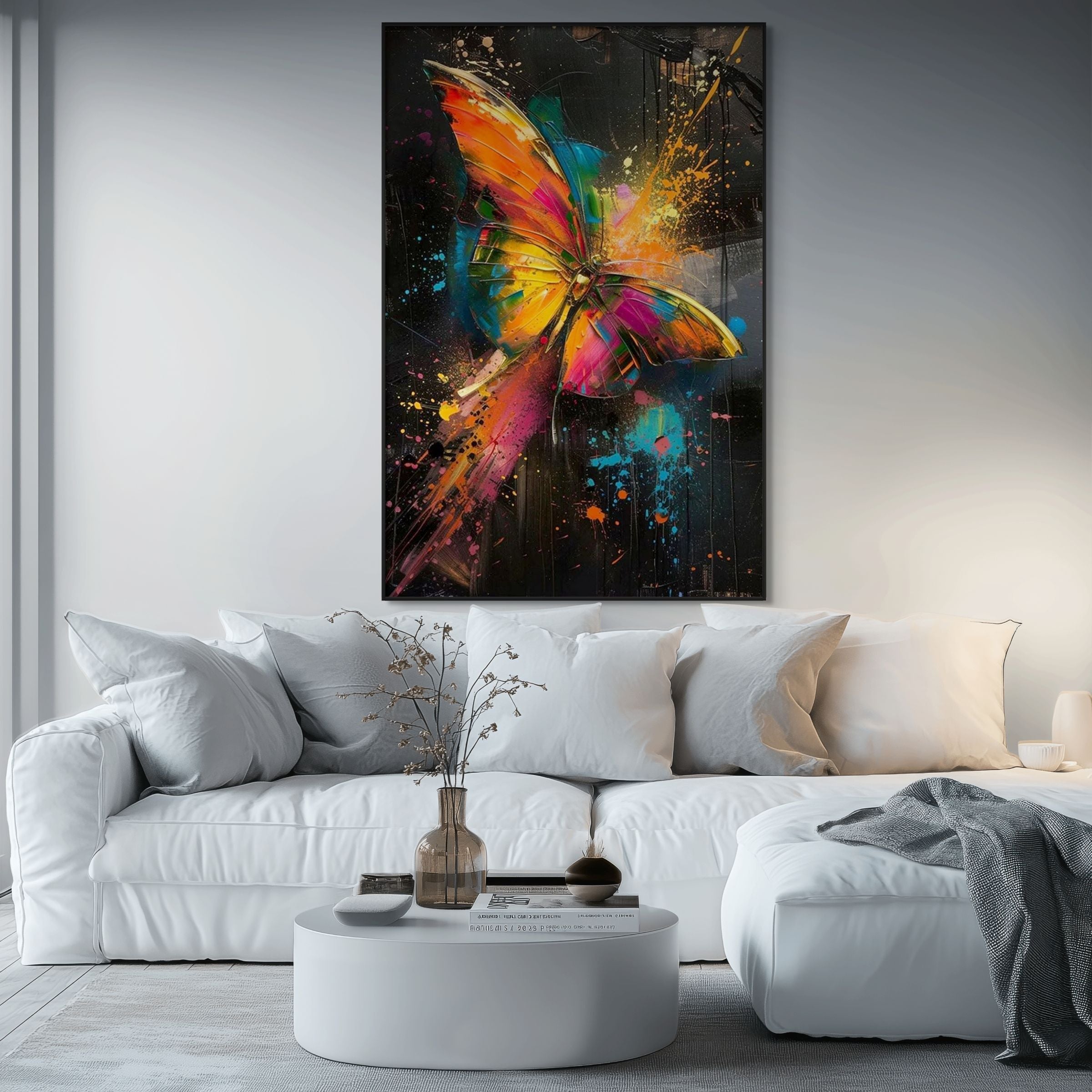 BUTTERFLY NEBULA: Colorful Abstract Butterfly And Splash Canvas