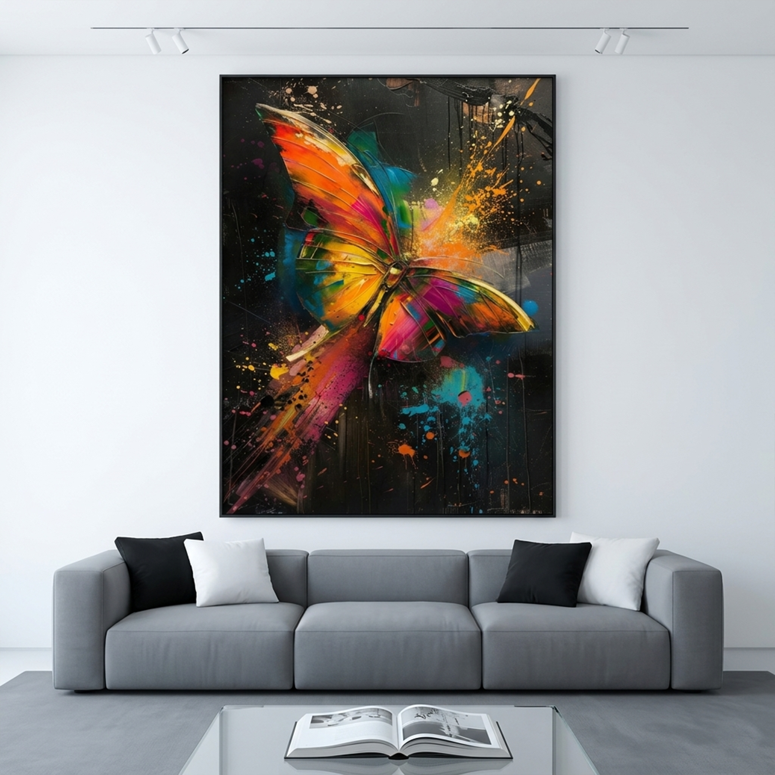 BUTTERFLY NEBULA: Colorful Abstract Butterfly And Splash Canvas