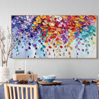CASCADING COLOR: Impasto Colorful Cascading Leaves Canvas