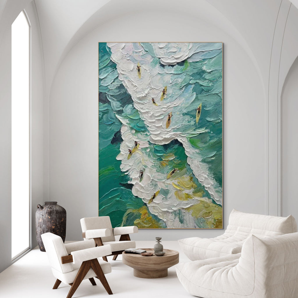 Catching the Wave: Textured Ocean Surf Wall Art Coastal Energy Decor