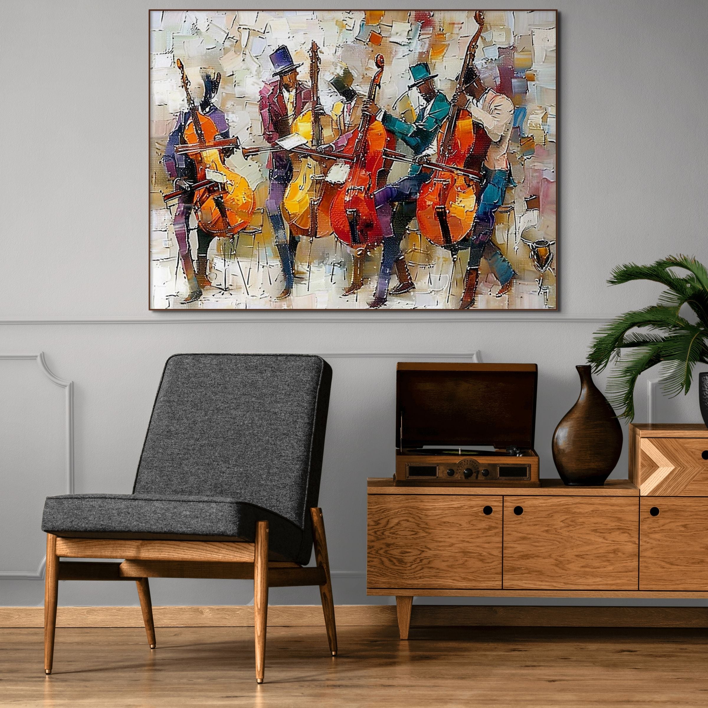 CELLOS IN HARMONY: Textured Cello Players Painting with Musical Energy
