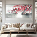CHERRY BLOSSOM SERENITY: Pink Sakura Waterside Canvas