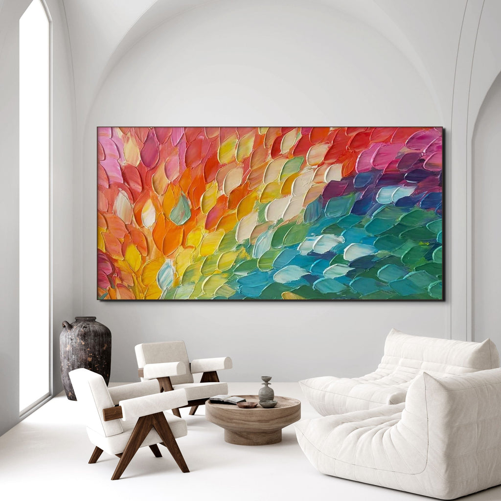 CHROMA WAVE: Rainbow Abstract Wall Art Colorful Textured Canvas