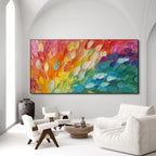 CHROMA WAVE: Rainbow Abstract Wall Art Colorful Textured Canvas