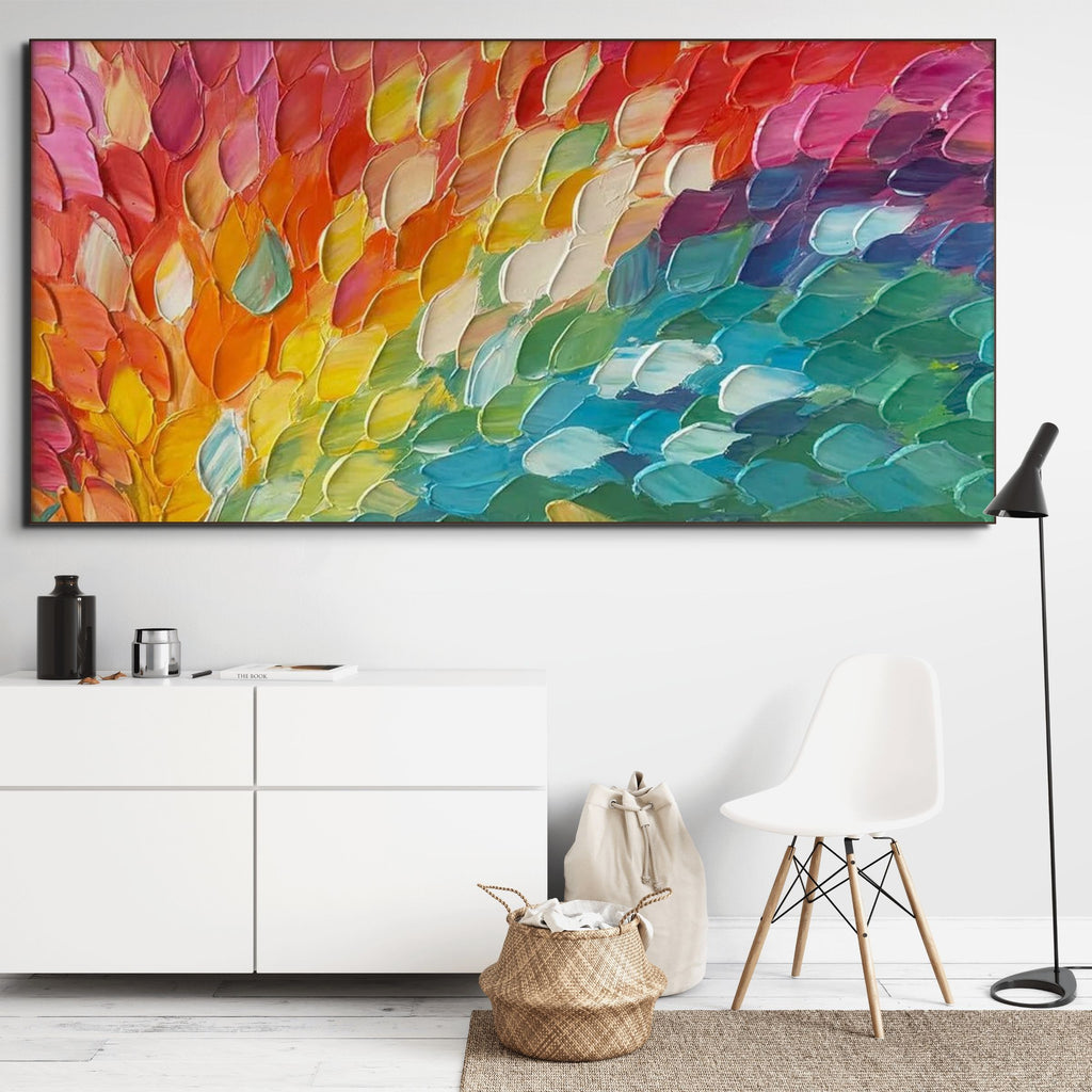 CHROMA WAVE: Rainbow Abstract Wall Art Colorful Textured Canvas