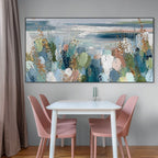 COASTAL BLOOM: Textured Impasto Coastal Meadow Dawn Shimmering Canvas
