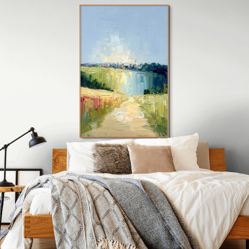 COASTAL PROMENADE: Palette Knife Impasto Sun Drenched Path  Canvas