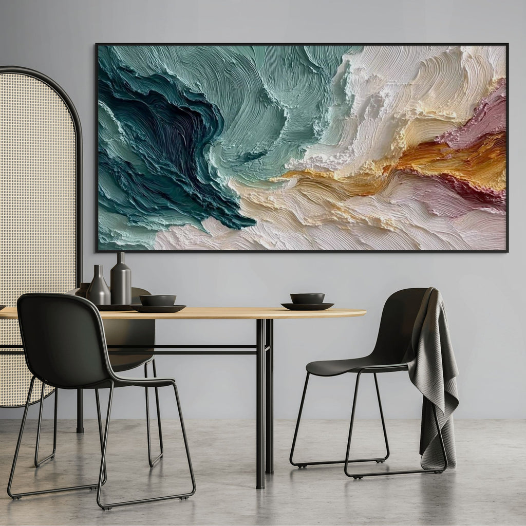 COASTAL RHYTHM: Impasto Rhythmic Surge Land And Sea Canvas