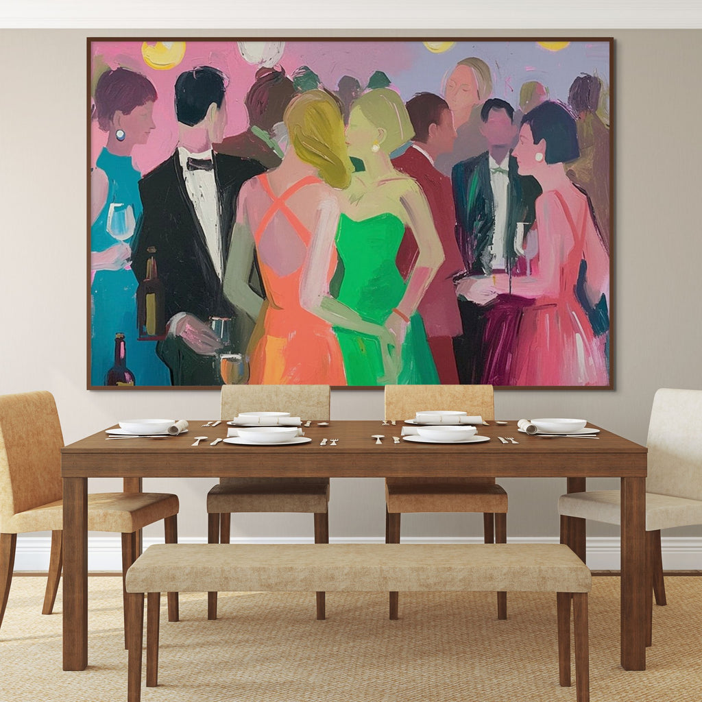 COCKTAIL HOUR: Figurative Social Scene Oil Painting