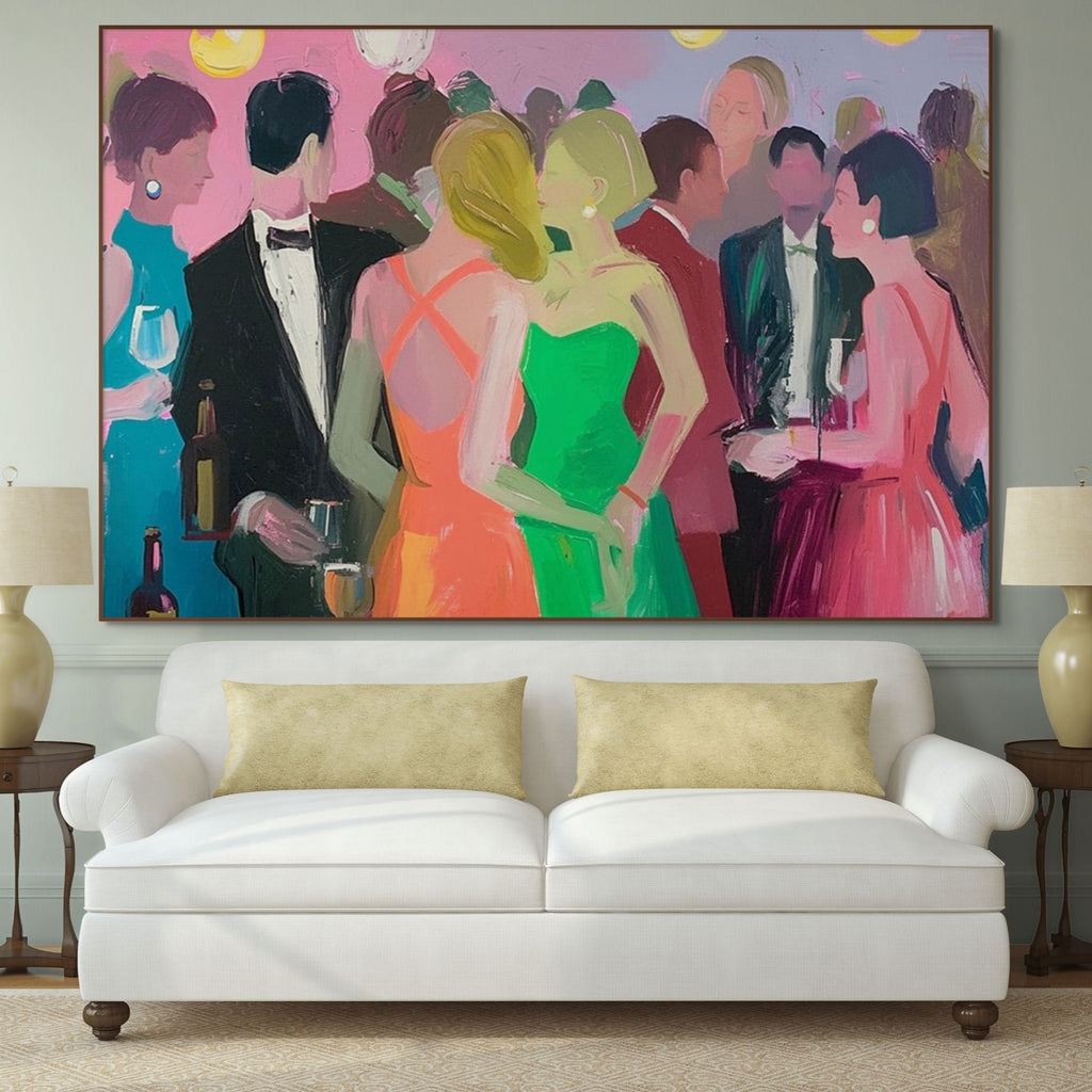 COCKTAIL HOUR: Figurative Social Scene Oil Painting