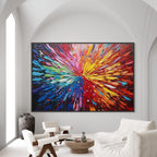 COLOR EXPLOSION: Vibrant Rainbow Colors in Textured Impasto Abstract Art