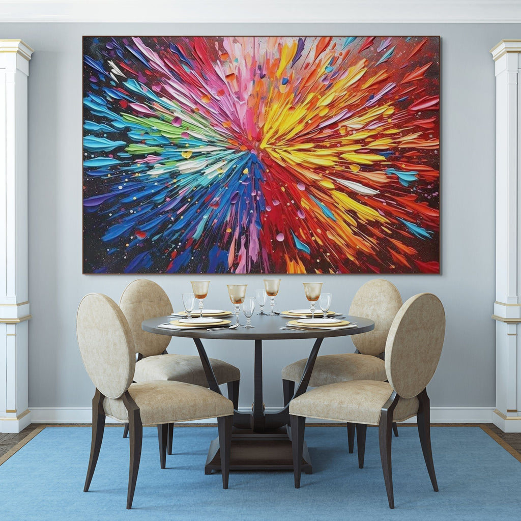 COLOR EXPLOSION: Vibrant Rainbow Colors in Textured Impasto Abstract Art