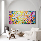 CONFETTI DREAM: Colorful Abstract Wall Art Impasto Canvas