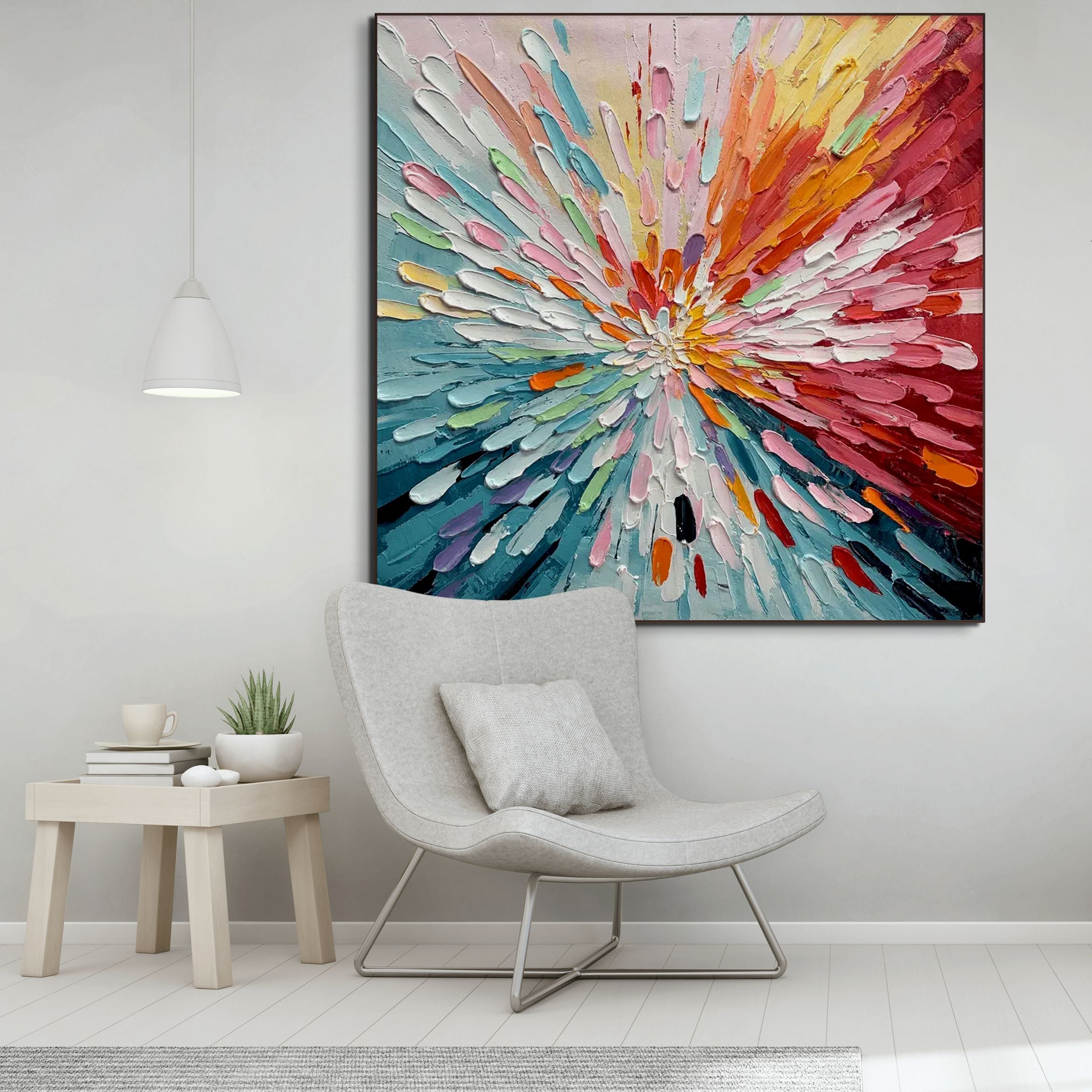 Colorful Abstract Burst Wall Art Modern Canvas Oil Painting