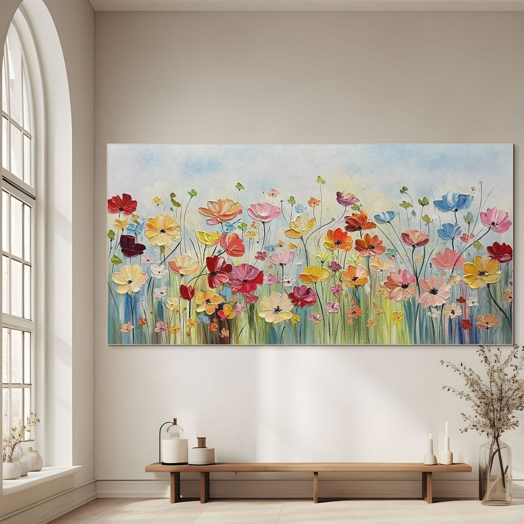 Colorful Floral Wall Art Blooming Garden Oil Painting Canvas