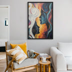 CONNECTED SOULS: Abstract Figurative Wall Art Two Faces Canvas