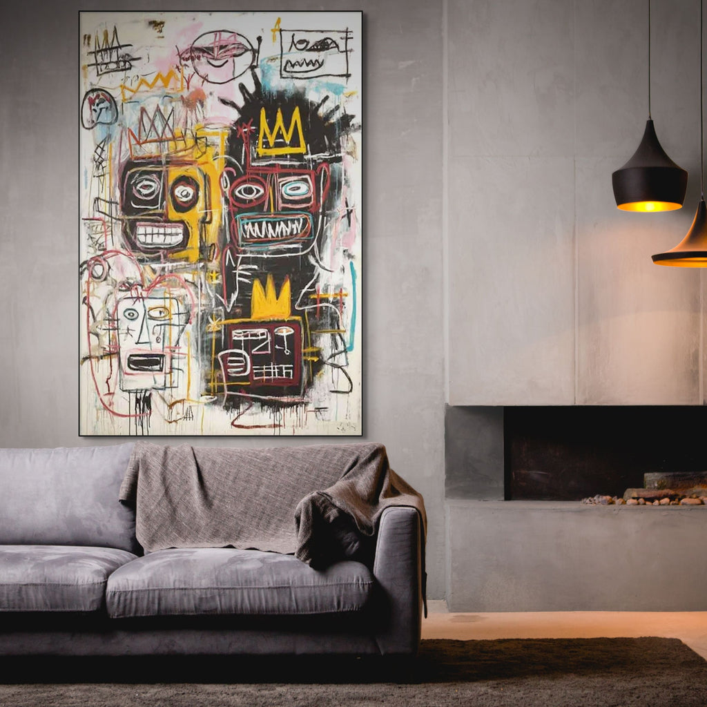 CROWNED FIGURES: Vibrant Oil Painting Street Art Powerful Statement Piece
