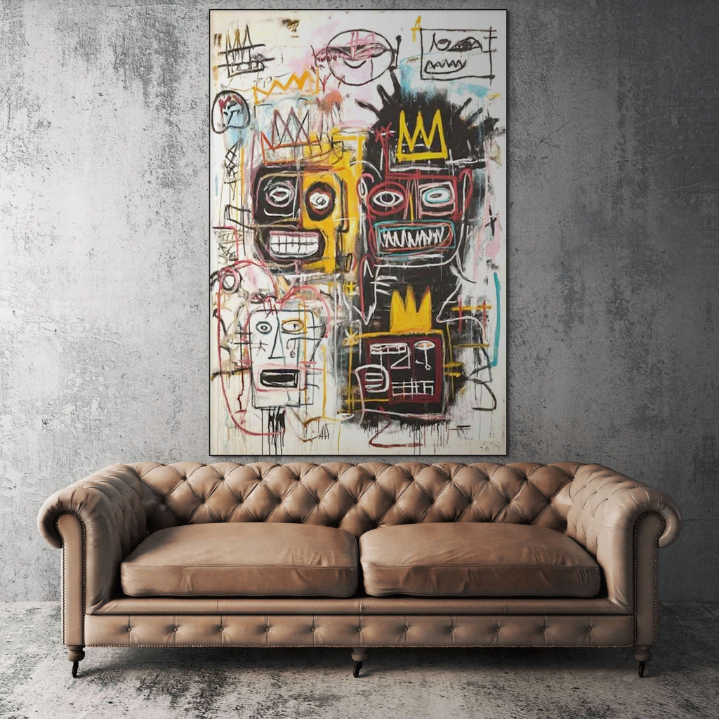 CROWNED FIGURES: Vibrant Oil Painting Street Art Powerful Statement Piece