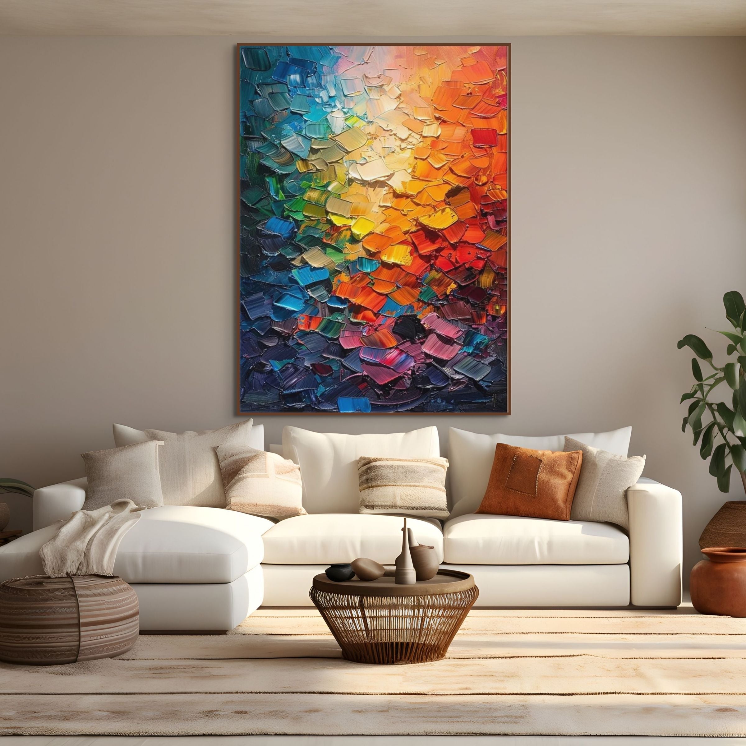 DATH AGUS SAOL：Colorful Abstract Textured Painting Canvas