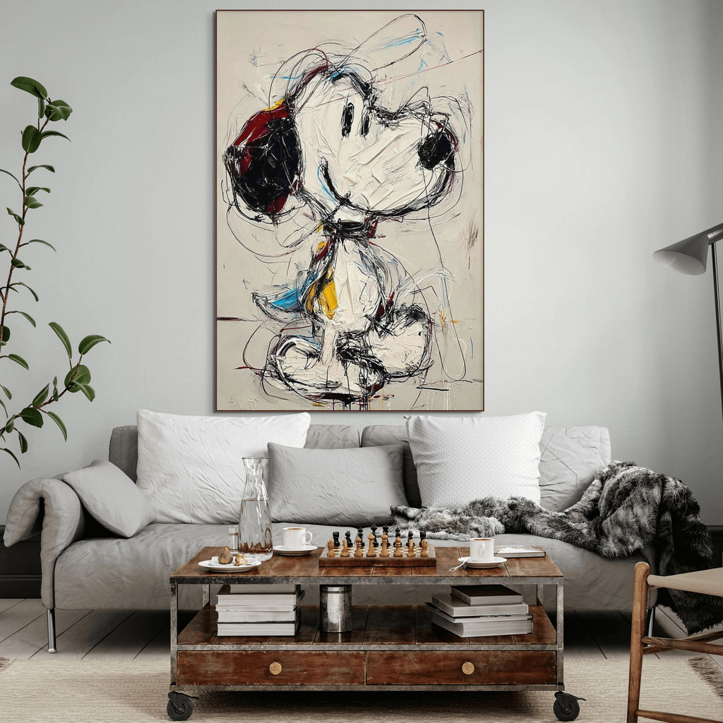 DREAMER'S DOODLE: Textured Pop Art Painting Playful Icon Scribbled Chaos