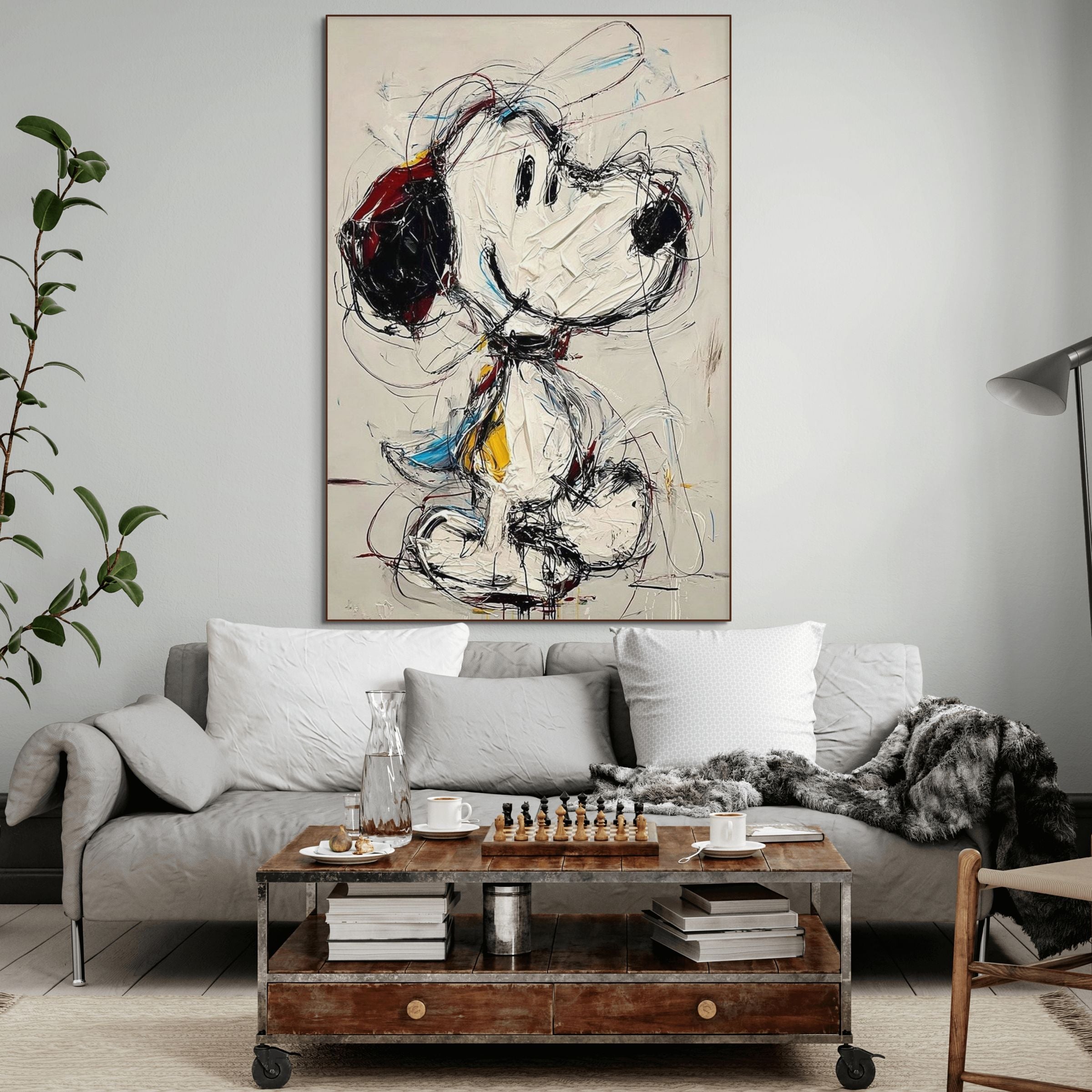DREAMER'S DOODLE: Textured Pop Art Painting Playful Icon Scribbled Chaos