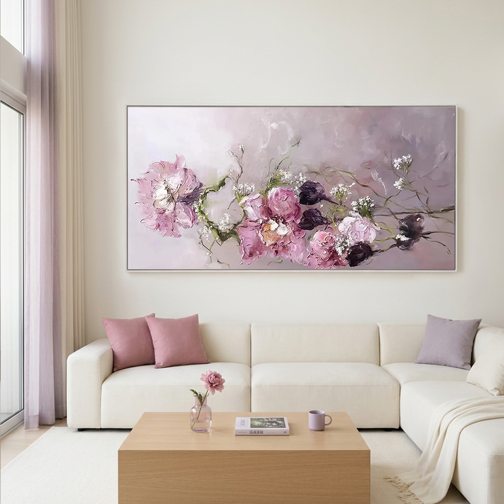 DUSK BLOSSOMS: Impressionistic Soft Dusky Hues Floral Arrangement Canvas