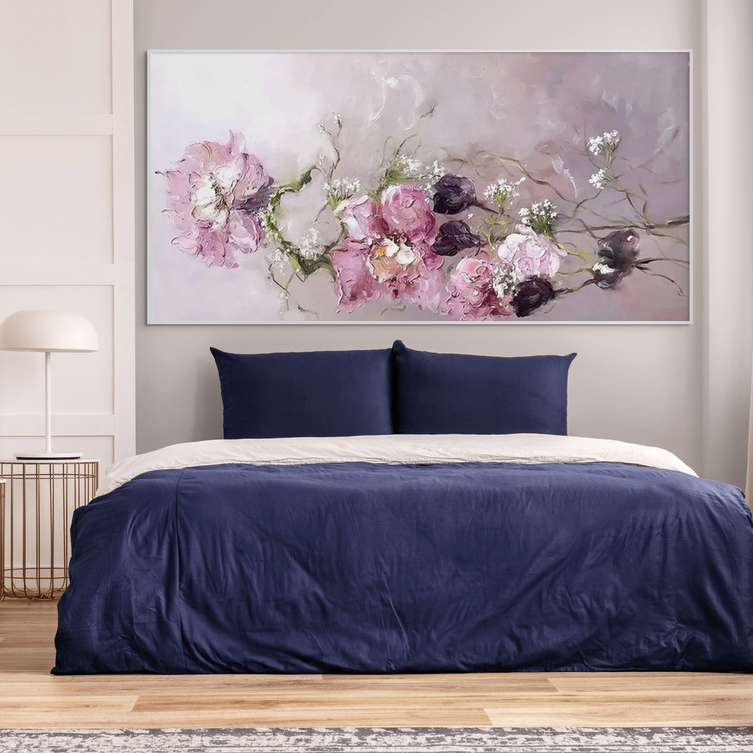 DUSK BLOSSOMS: Impressionistic Soft Dusky Hues Floral Arrangement Canvas