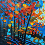 AUTUMN VIBES: Colorful Forest Leaves And Majestic Mountain Backdrop Canvas