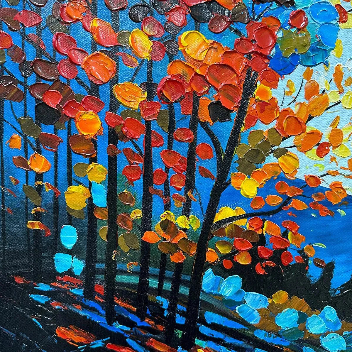 AUTUMN VIBES: Colorful Forest Leaves And Majestic Mountain Backdrop Canvas