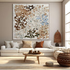 Earth's Mosaic: Textured Wabi Sabi Impasto Painting for Calming Home Decor