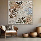 Earth's Mosaic: Textured Wabi Sabi Impasto Painting for Calming Home Decor