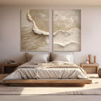 ECHOES OF THE SHORE: Wabi Sabi Textured Wall Art Set of 2